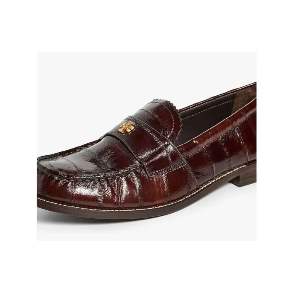 Tory Burch Classic JESSA LOAFER in Dark Brown Eel Size 5.5 ~ Perfect